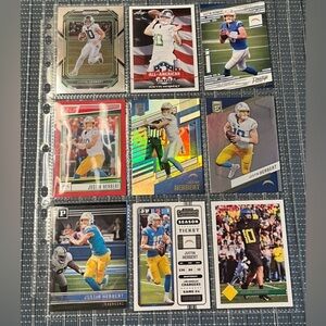 🏈 Justin Herbert, Lot of 9 NFL Football Trading Cards